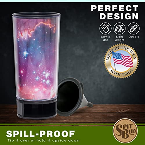 Galaxy by Spit Bud - The Ultimate Spittoon for Chew - Portable Dip & Snuff Cup with Lid, Pop Tab, Spill-Proof Funnel, Can Cutter & Holder - Fit in Cup Holders - Holds 8oz - Made in USA