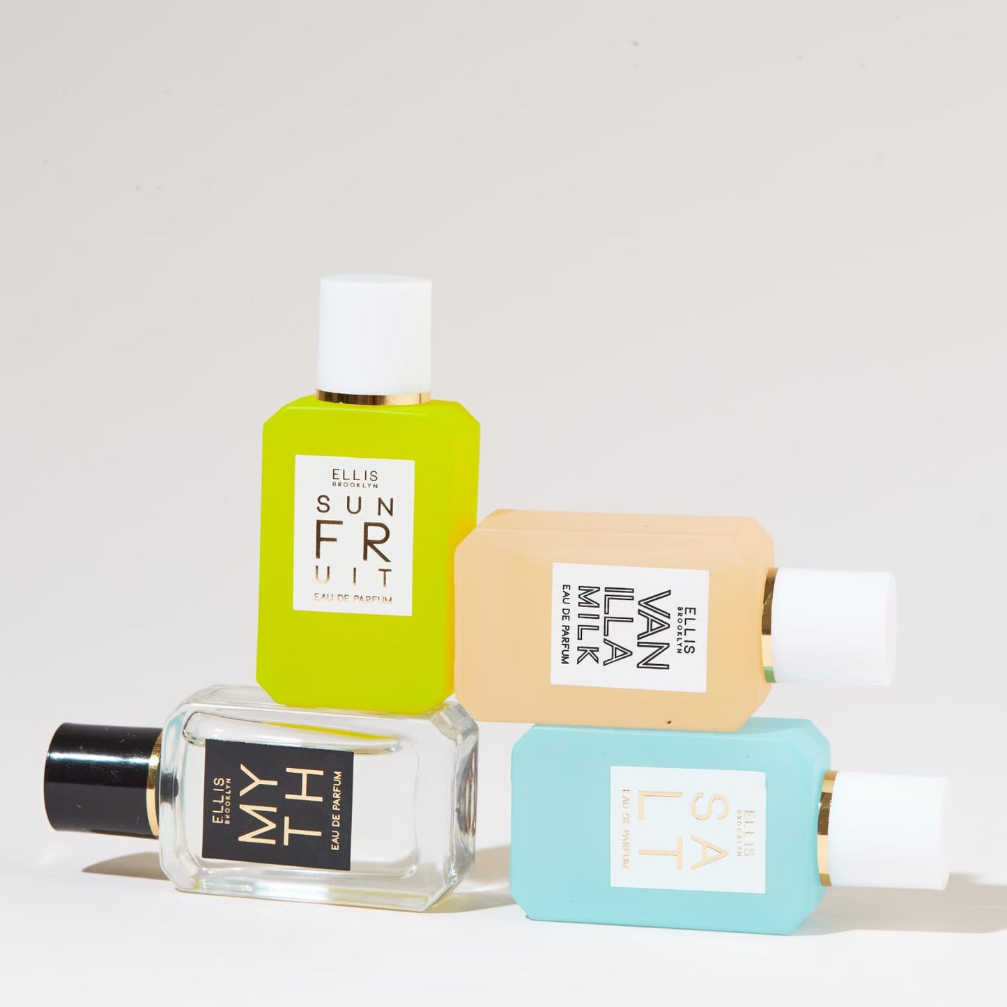 Ellis Brooklyn Chapters Mini Fragrance Gift Set – 4 x 7.5ml Eau de Parfum, Mini Dabbers – Includes MYTH, SALT, SUN FRUIT & VANILLA MILK – Luxury Vegan & Cruelty-Free Perfume Gift Set