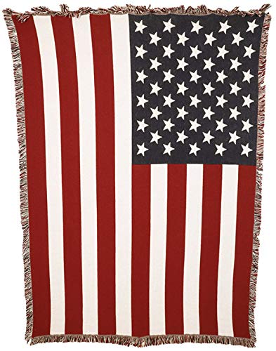 United States American Flag Blanket - Gift Soft Tapestry Throw Woven from Cotton - Made in The USA