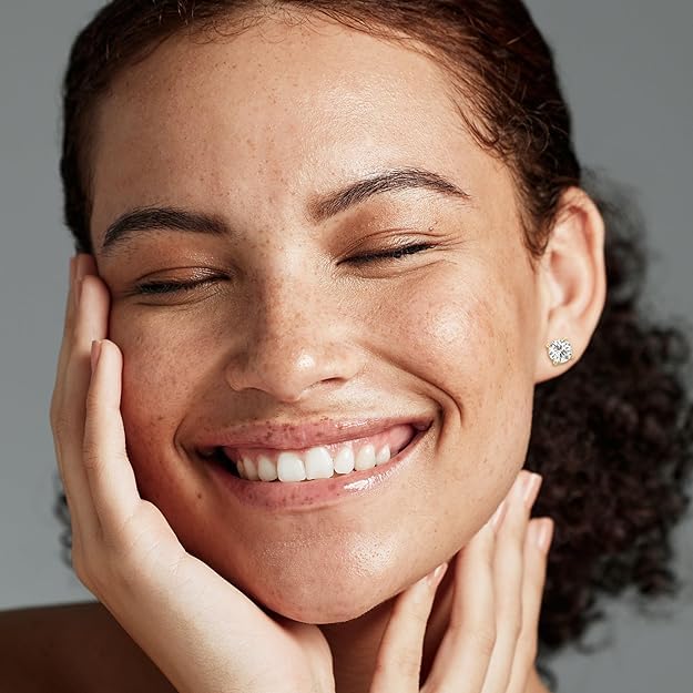 14K Solid White Gold Lab Grown Moissanite Round Cut Solitaire Stud Earrings | 6.5mm | 2.0 CTW | Push Back Posts | Made in USA | By Adora Fine Jewelry