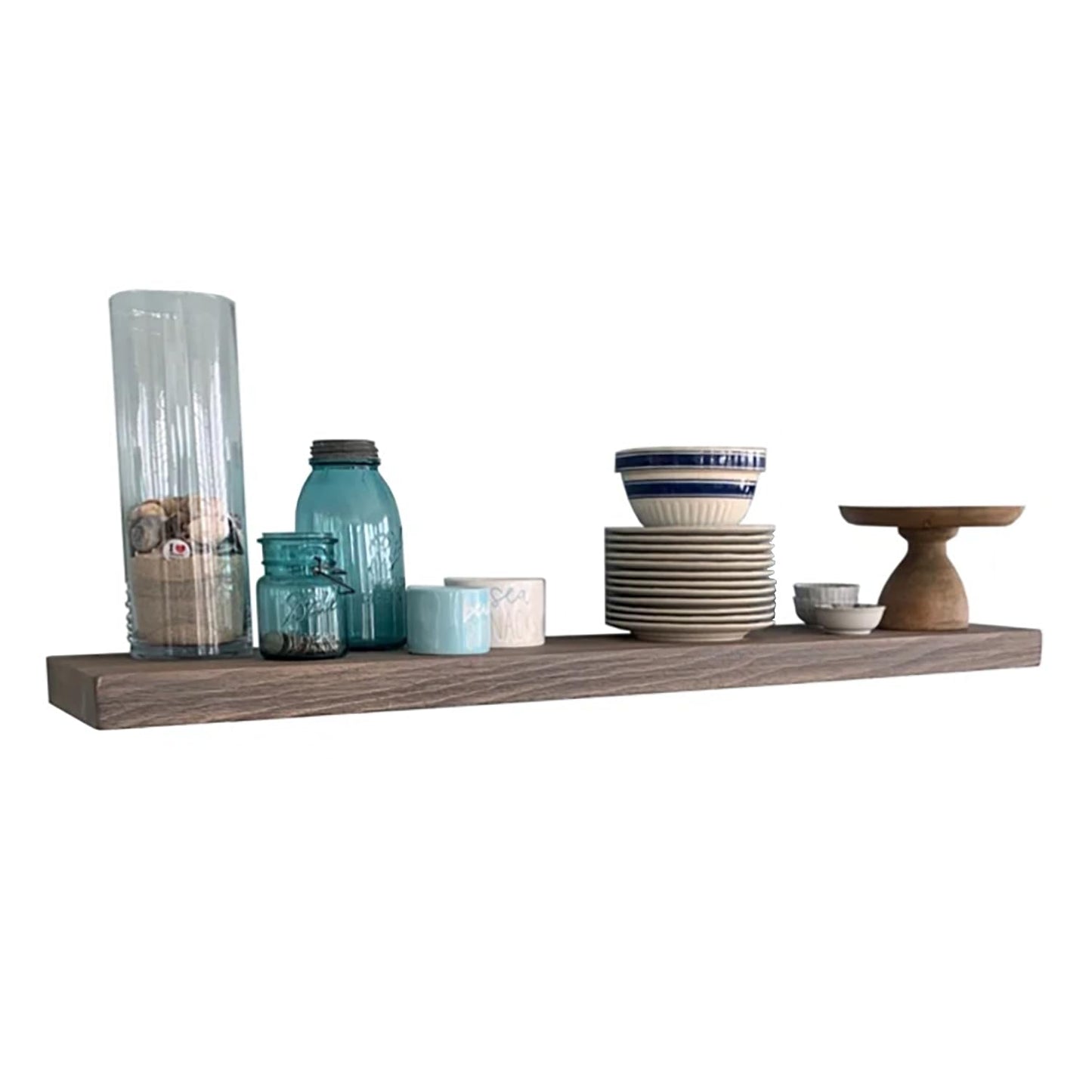 Joel's Antiques - 48 Inch Wooden Floating Shelves for Wall - 48x8x2 in - Made of Natural Wood - Long Heavy Duty Wall - Made in USA - Perfect for Living Room, Kitchen - Grey