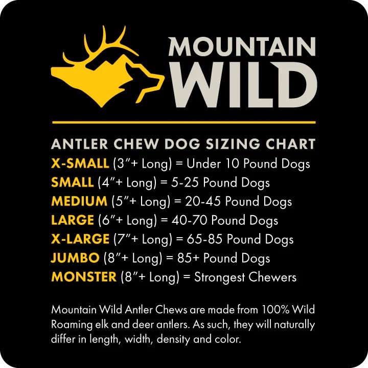 MOUNTAIN WILD Split Elk Antler Dog Chews for Aggressive Chewers – Naturally-Shed, Long-Lasting, Odorless, Mineral-Rich – No Fillers, No Preservatives – Supports Dental Health – Large Breeds (Jumbo)