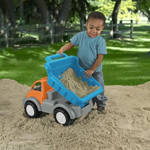 American Plastic Toys Kids Gigantic Dump Truck, Made In USA, Tilting Dump Bed, Knobby Wheels, & Metal Axles Fit for Indoors & Outdoors, Haul Sand, Dirt, or Toys, for Ages 2 and Up (Color May Vary)