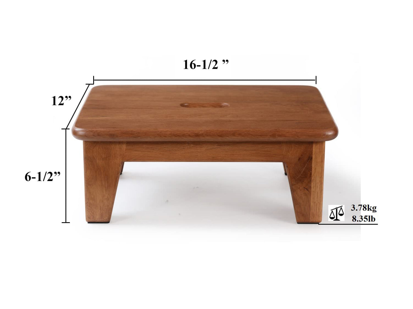 CONSDAN Step Stool for Bed - USA Grown Oak, Wooden Stool for Adults and Seniors, 6.5" High, Non-Slip Mat, No Assembly Needed, Solid Wood, Chocolate Color