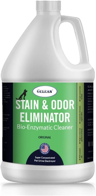 Strong Stain & Odor Eliminator - Cats & Dog Enzymatic Urine Destroyer -MADE IN USA- Fresh Scent Multi-Purpose Pet Stain Remover for Floors, Carpet, Bathrooms, Drains & Trash Deodorizer cleaner, 128oz
