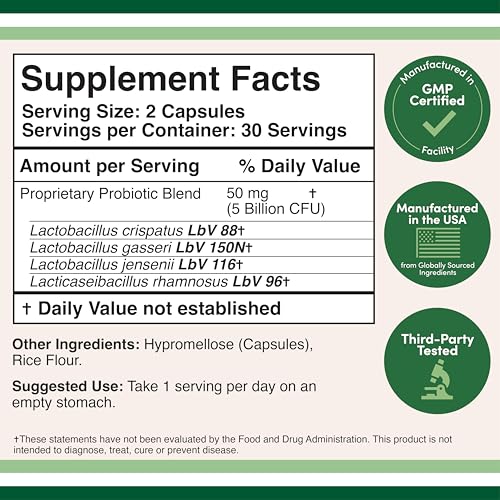 Vaginal Probiotics for Women - Four Probiotics Clinically Studied for Vaginal PH Balance, Vaginal Comfort, Odor Control, and Microbiome Balance (60 Capsules, 5 Billion CFU Per Serving) by Double Wood