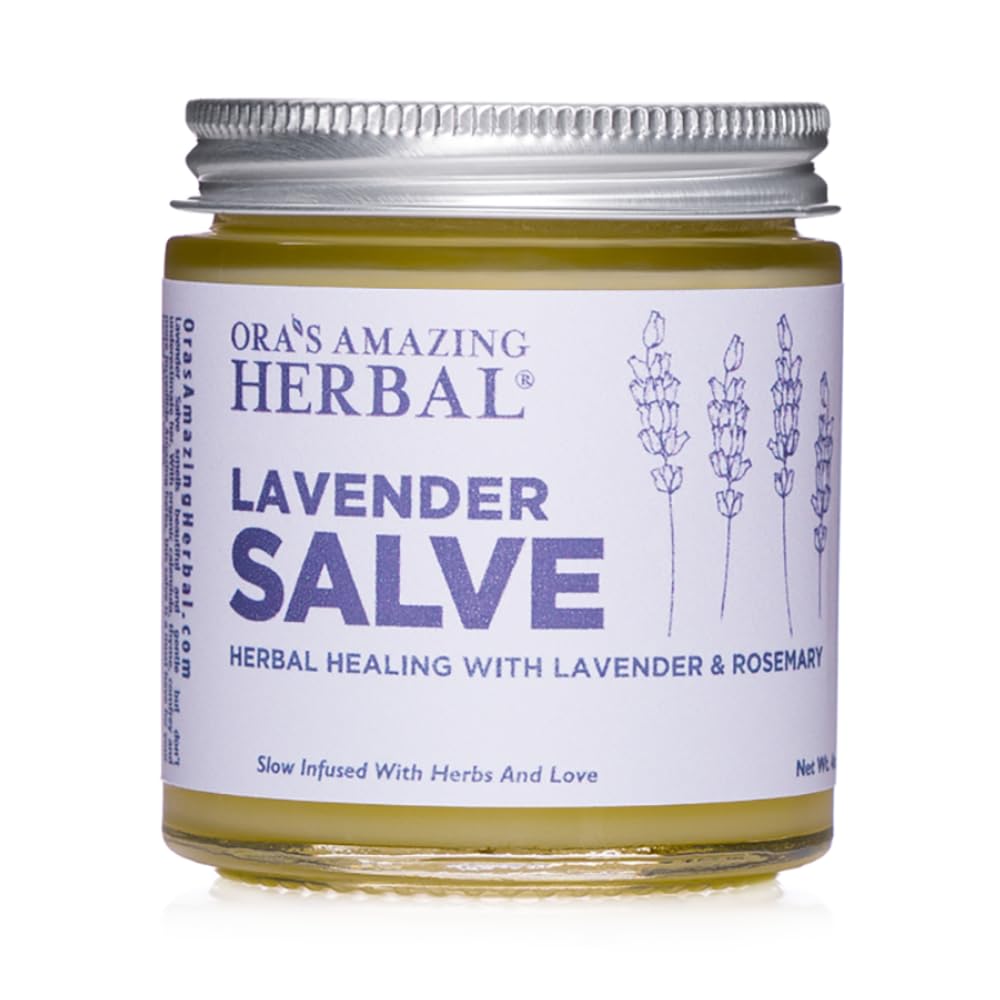 Ora's Amazing Herbal, Lavender Salve Balm, Drawing Salve with Lavender Essential Oil, Natural Skin Moisturizers, Repair Ointment for Irritated Skin, Aromatherapy for Relaxation Massage 4 oz