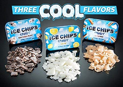 ICE CHIPS Xylitol Candy 6 Tins (Variety Pack); Low Carb, Gluten Free - includes ICE CHIPS BAND as shown