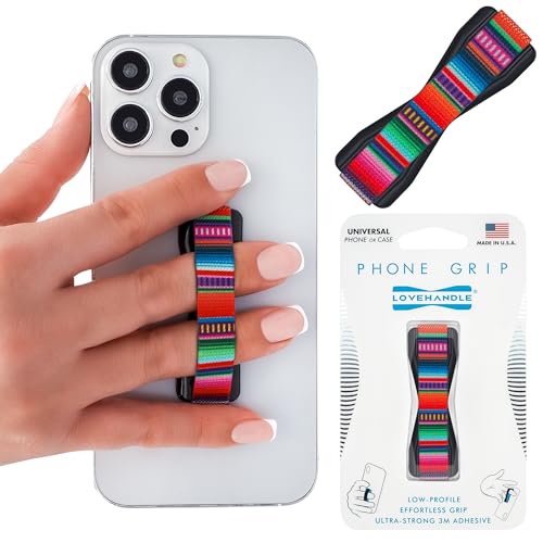 LOVEHANDLE Universal Phone Grip for Smartphones & Mini Tablets - Phone Holder for Hand - Wireless Charging Compatible - Made in The USA