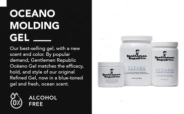Gentlemen Republic Oceano Men's Hair Gel 16oz W/Pump - Strong Touchable Hold and High Shine Styling Gel for Hair, 100% Alcohol-Free Professional Formula with Fresh Scent, Mens Hair Product Made in USA