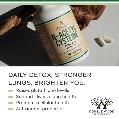 NAC Supplement N-Acetyl Cysteine (1,000mg Per Serving 500mg Per Cap, 210 Capsules) (Third Party Tested) with Odor Masking Technology to Boost Glutathione Levels by Double Wood