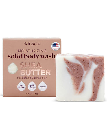 Kitsch Shea Butter Exfoliating Body Wash Bar – Moisturizing Bar Soap & Gentle Soap Bar with Plant-Based Exfoliants – Hydrates, Softens & Soothes Skin –Paraben, Silicone & Sulfate-Free - 4 oz