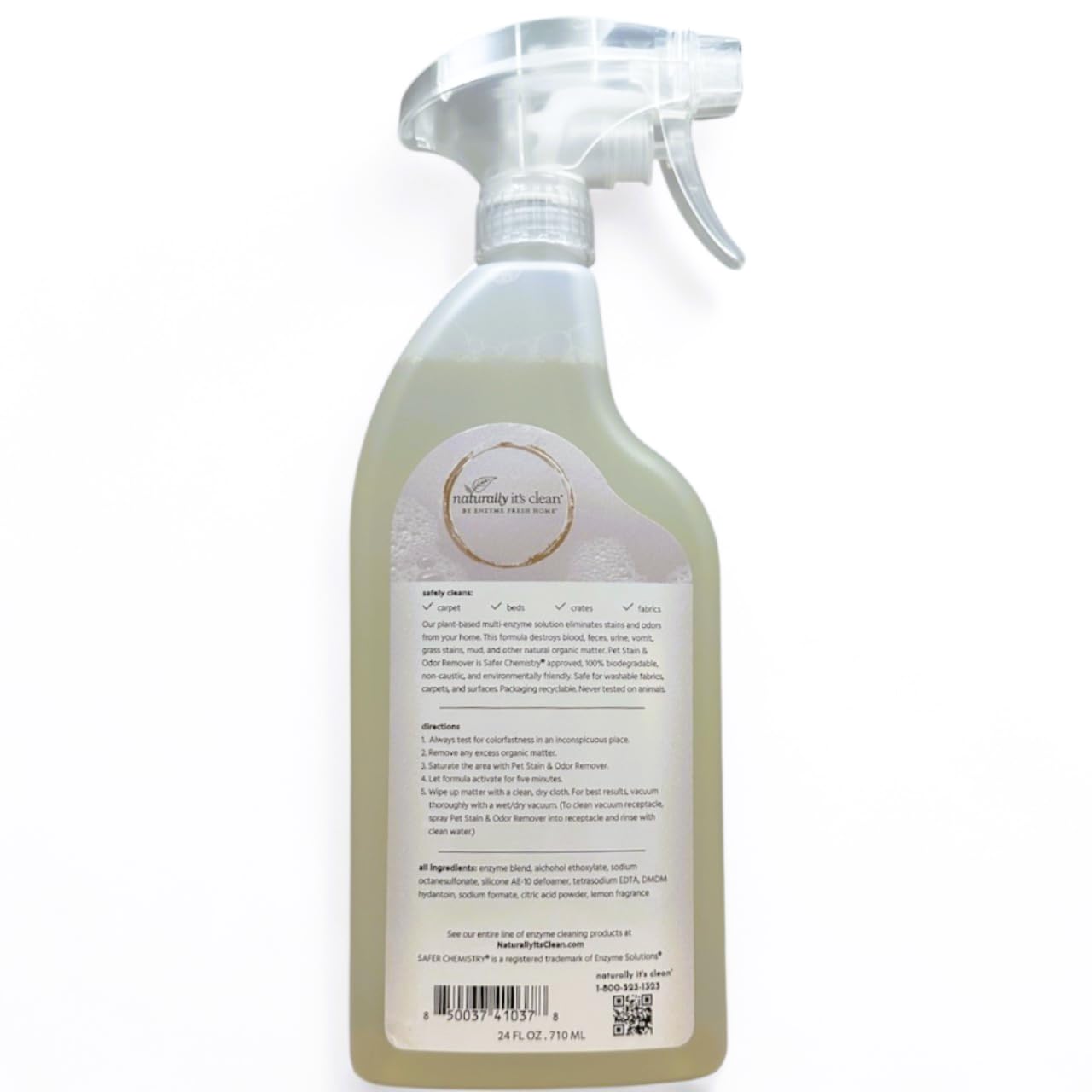 naturally it's clean Enzyme Pet Stain & Odor Remover | Plant-Based Cleaner for Dog Poop, Cat Urine, Vomit & More | Powerful Odor Eliminator | Biodegradable & Safe for Pets | Made in USA