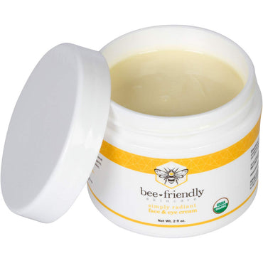 BeeFriendly Organic Face and Eye Cream, USDA Certified Organic Facial Moisturizer, All In One Natural Face, Eye, Neck, Decollete Cream Reduces Wrinkles & Lines, 2 oz