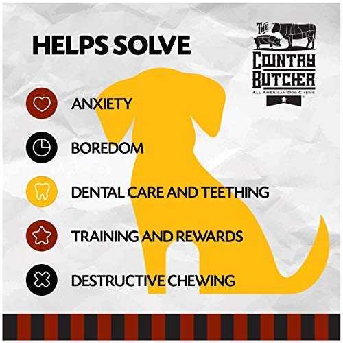 THE COUNTRY BUTCHER Beef Knee Caps Dog Bones for Aggressive Chewers, Large and Medium Breed Dog Treat, Natural, Tough, Chew Toy, Made in The USA, 10 Count