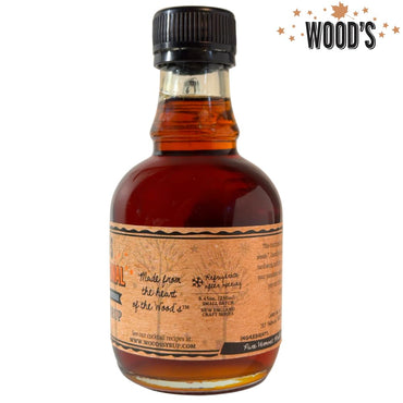 WOOD'S Vermont Maple Syrup – Traditional 100% Pure Maple Syrup | Small-Batch, Vegan Natural Sweetener | Grade A, Robust Taste | Perfect for Pancakes, Coffee, Cocktails & More | 8.45 Fl Oz (250mL)