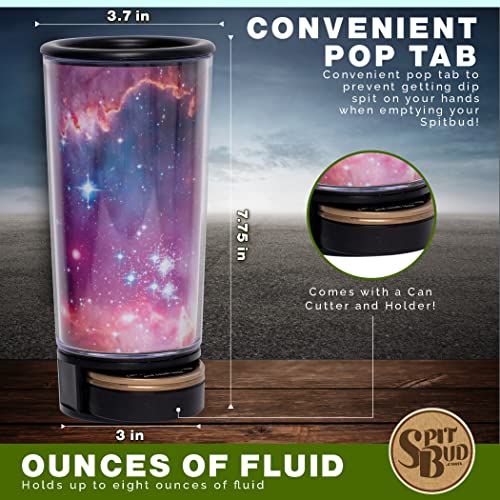 Galaxy by Spit Bud - The Ultimate Spittoon for Chew - Portable Dip & Snuff Cup with Lid, Pop Tab, Spill-Proof Funnel, Can Cutter & Holder - Fit in Cup Holders - Holds 8oz - Made in USA