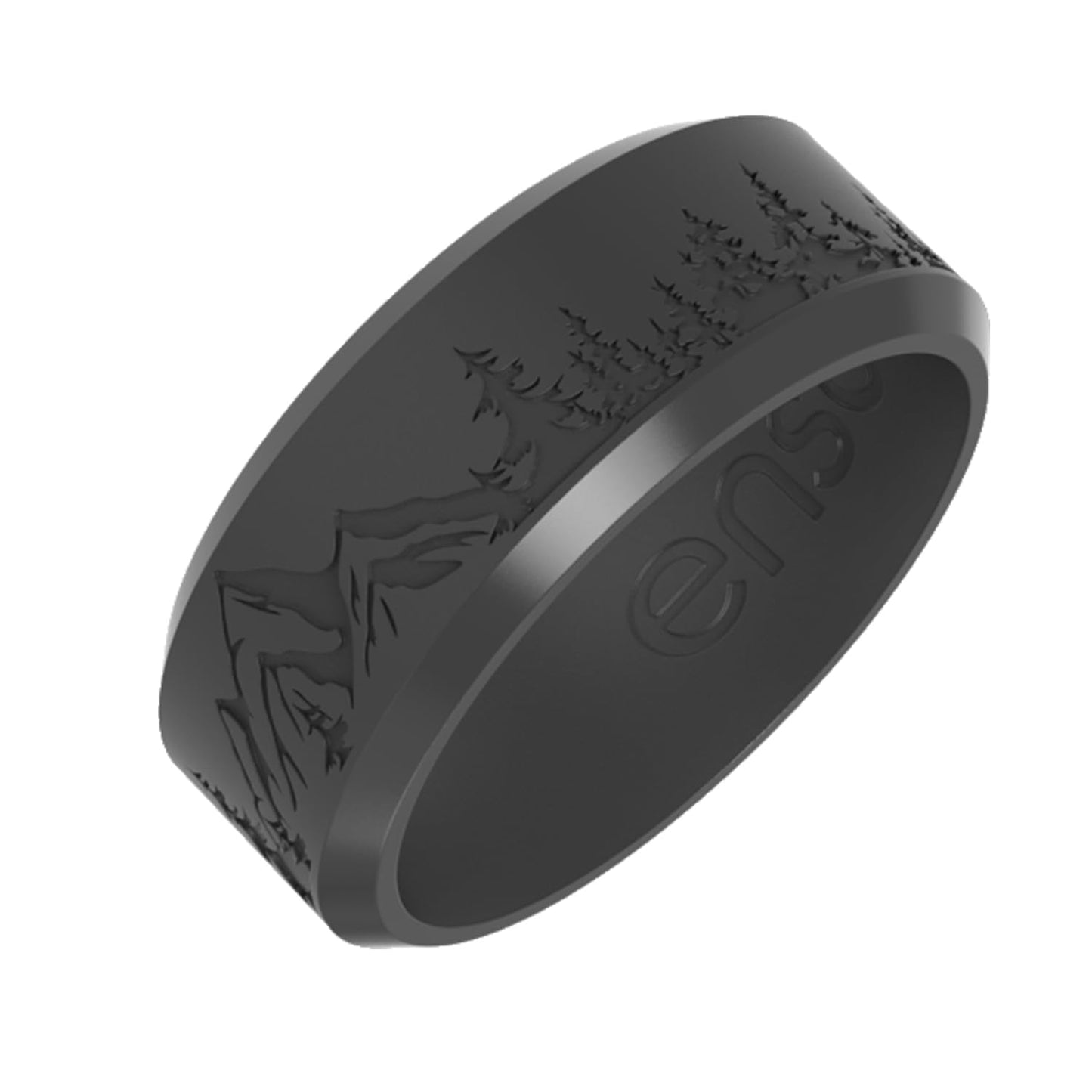 Enso Rings Bevel Classic Silicone Wedding Ring – Hypoallergenic Unisex Wedding Band – Comfortable Band for Active Lifestyle - Slate Peak