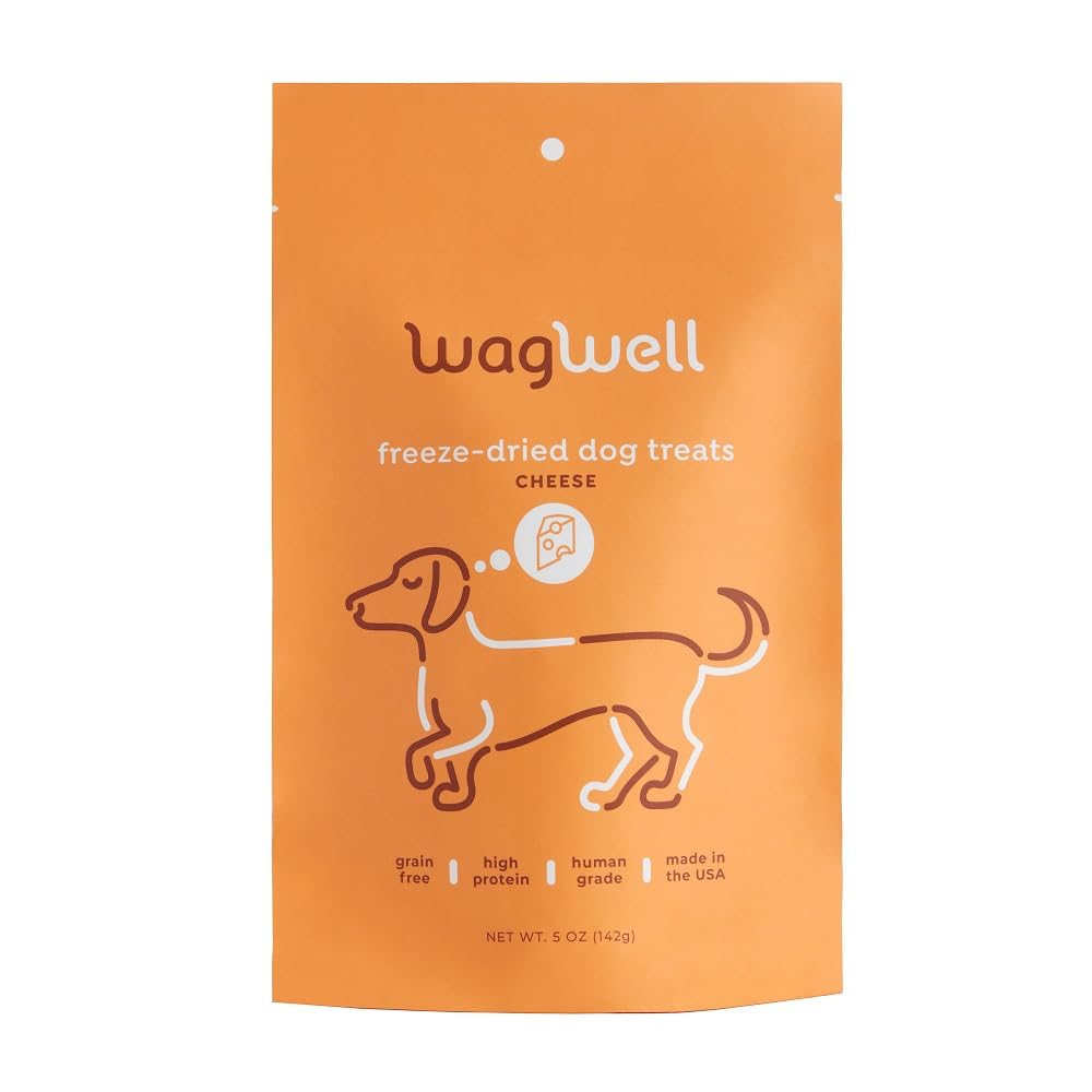 WagWell Freeze Dried Cheese Dog Treats - Grain-Free, High-Protein Pasteurized Dog Treats Made in The USA - Human-Grade, Minimally Processed & Preservatives Free