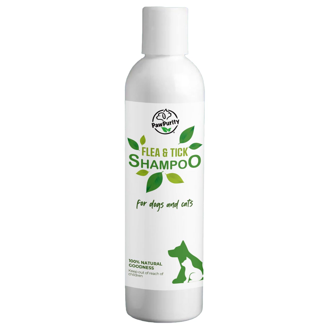 PawPurity Flea/Tick Shampoo, Natural Plant & Mineral-Based Ingredients Only, Improves Dog & Cat Skin & Coat Health, Honeysuckle-Citrus Scent, Eco Friendly Product & Packaging Made in USA (8OZ)