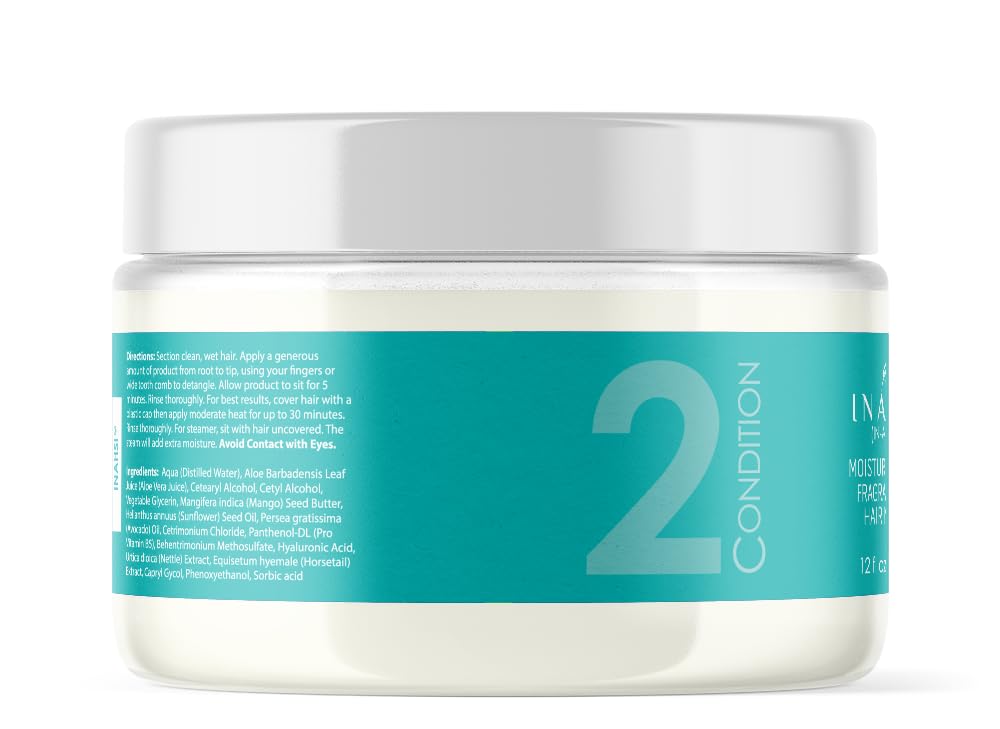Inahsi Moisture Supreme Fragrance Free Hair Masque | Deep Conditioner for Men, Women, or Kids with Curly Hair | Hair Products for Naturally Curly Hair 12 oz | Made in the USA