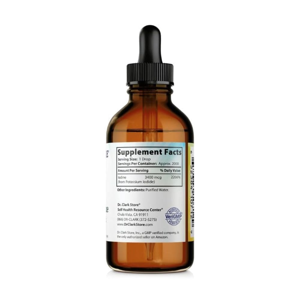 Dr. Clark Store White Iodine (Nascent Iodine) – 4 Fl Oz, Supports Thyroid Health & Immune System