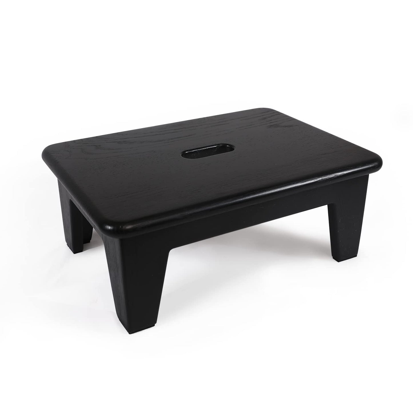 CONSDAN Step Stool for Bed - USA Grown Oak, Wooden Stool for Adults and Seniors, 6.5" High, Non-Slip Mat, No Assembly Needed, Solid Wood, Black Color
