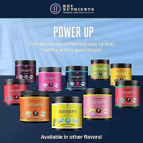 KEY NUTRIENTS Multivitamin Electrolytes Powder No Sugar - Sweet Blue Raspberry Electrolyte Powder - Endurance & Energy Supplement - Hydration Powder - No Calories - 90 Servings - Made in USA