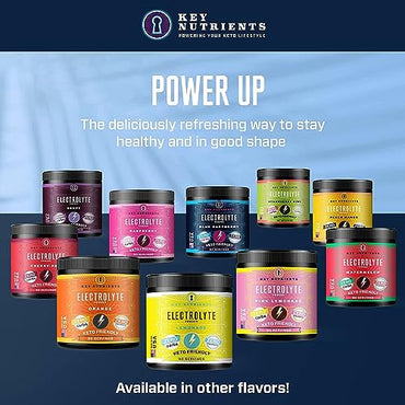 KEY NUTRIENTS Multivitamin Electrolytes Powder No Sugar - Sweet Blue Raspberry Electrolyte Powder - Endurance & Energy Supplement - Hydration Powder - No Calories - 90 Servings - Made in USA