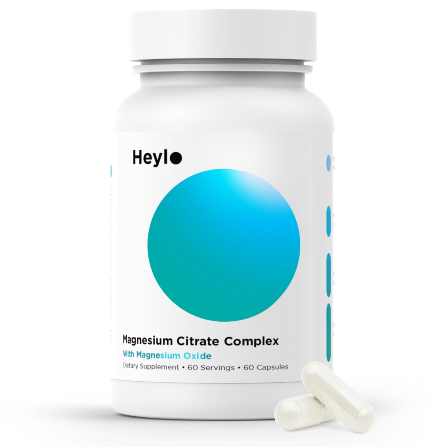 Heylo Magnesium Citrate Complex 500 mg - High Absorption Formula for Muscle Relaxation, Energy Support, Bone & Heart Health, Digestion, Stress Relief - Non-GMO, Vegan, 60 Capsules