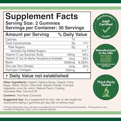 Collagen Gummies for Women Supports Aging (Max Strength - Enhanced with Biotin, Vitamin C, Zinc, and Vitamin E (Longevity for Women and Men) 60 Hair, Skin, and Nails Vitamins (Non-GMO) by Double Wood