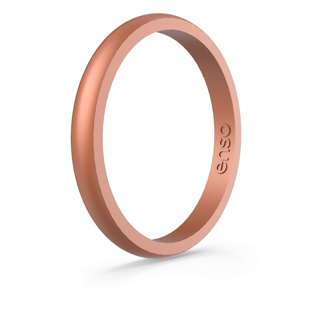 Enso Rings Halo Elements Silicone Ring – Stackable Wedding Engagement Band – Thin Minimalist Band – 2.54mm Wide, 1.5mm Thick - (Copper-Infused)