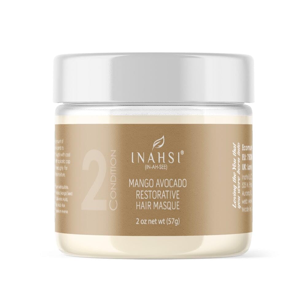 Inahsi Mango Avocado Restorative Hair Masque | Deep Conditioner for Men, Women, Baby, or Kids with Curly Hair | Hair Products for Naturally Curly Hair 2 oz | Made in the USA