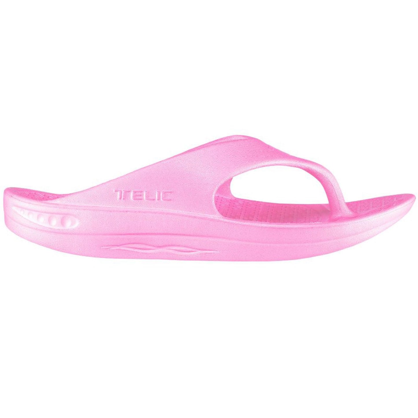 TELIC Unisex Energy Made in USA Pillow-Soft, Supportive, Lightweight, Waterproof Arch Support Flip Flops for Beach & Pool, Pink Pearl