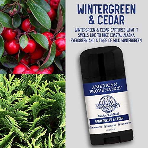 American Provenance All Natural Deodorant for Men and Women - Aluminum Free Deodorant that Lasts All Day - Made in the USA with Essential Oils & Cruelty Free - Wintergreen, Fir, Cedar (1 Pack)