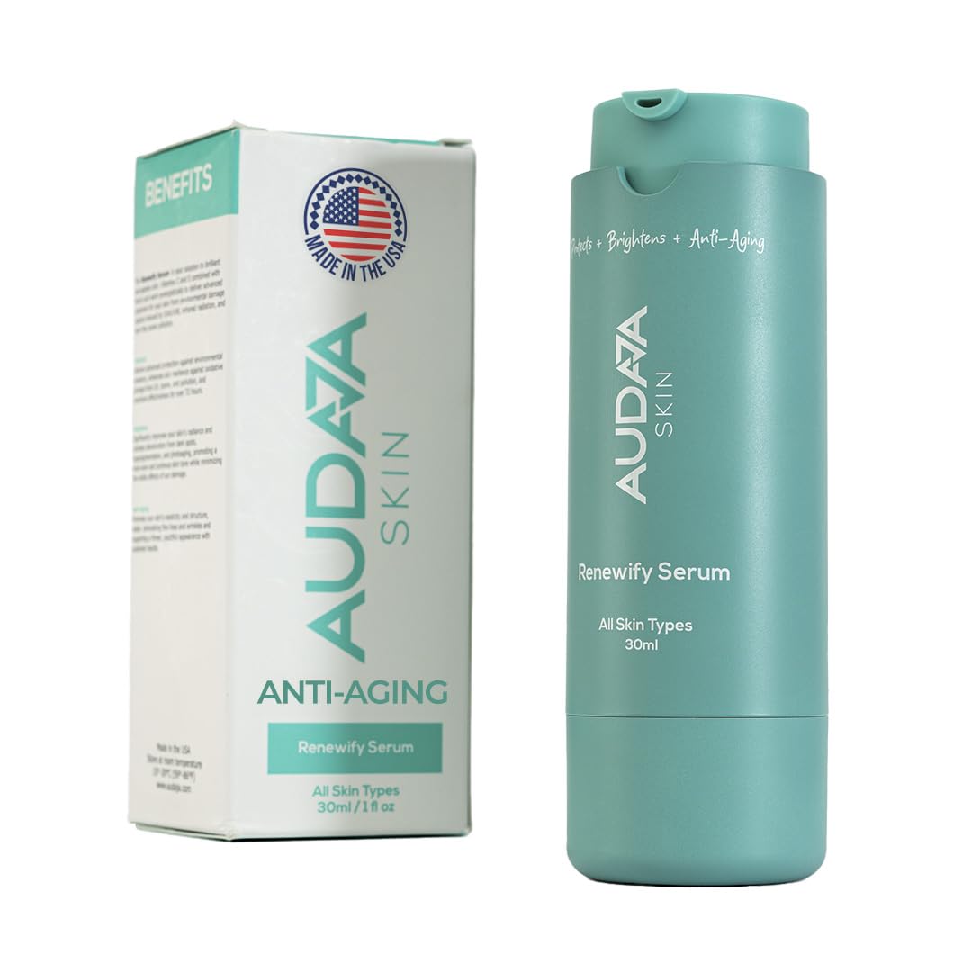 AUDAJA Renewify 18% Vitamin C + CoQ10 Antioxidant Serum with Vitamin E & Ferulic Acid – Antioxidant, Anti-Aging, Plant-Based Skincare – Cruelty-Free, Made in USA, 1oz/30ml