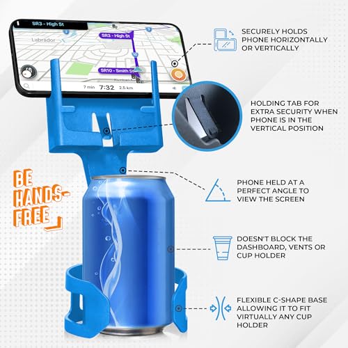 Cup Holder Phone Holders for Your Car Cupholder - Made in USA - Cup Holder Phone Mount for Car, Universal Compatible with All Smartphones, iPhone, Samsung, Google, Android