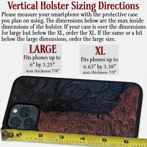 Heavy Duty Leather Vertical Cell Holster Case with Magnetic Closure - Made in USA