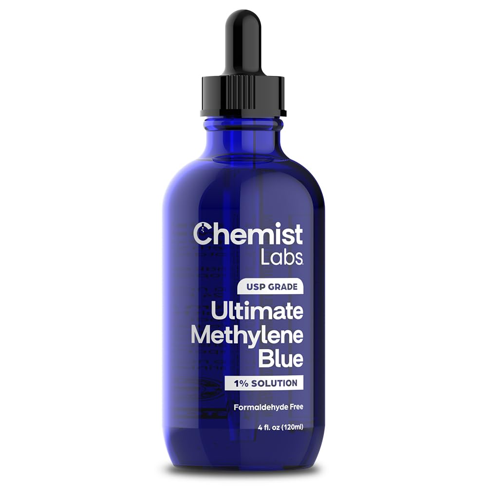 Chemist Labs Methylene Blue – 1% Solution | 99.99% USP-Grade Liquid Drops – Antioxidant for Mitochondrial & Cellular Support – 4oz (120ml) – Formaldehyde-Free – Made in USA