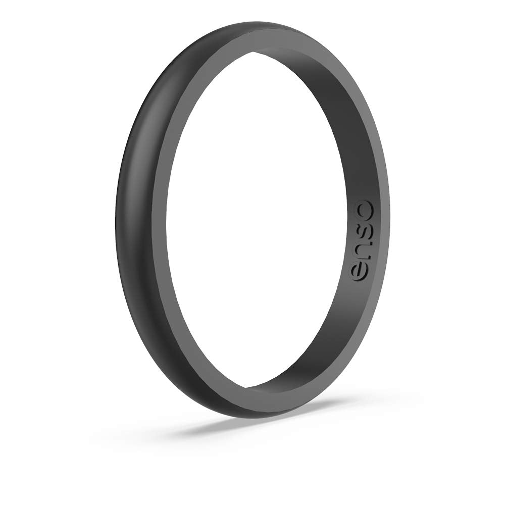 Enso Rings Halo Elements Silicone Ring – Stackable Wedding Engagement Band – Thin Minimalist Band – 2.54mm Wide, 1.5mm Thick - (Pearl-Infused)