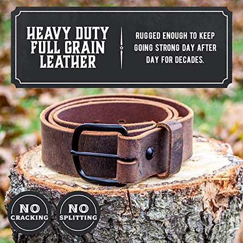 Main Street Forge Bootlegger Leather Belt | Made in USA | Brown with Black Buckle - 40