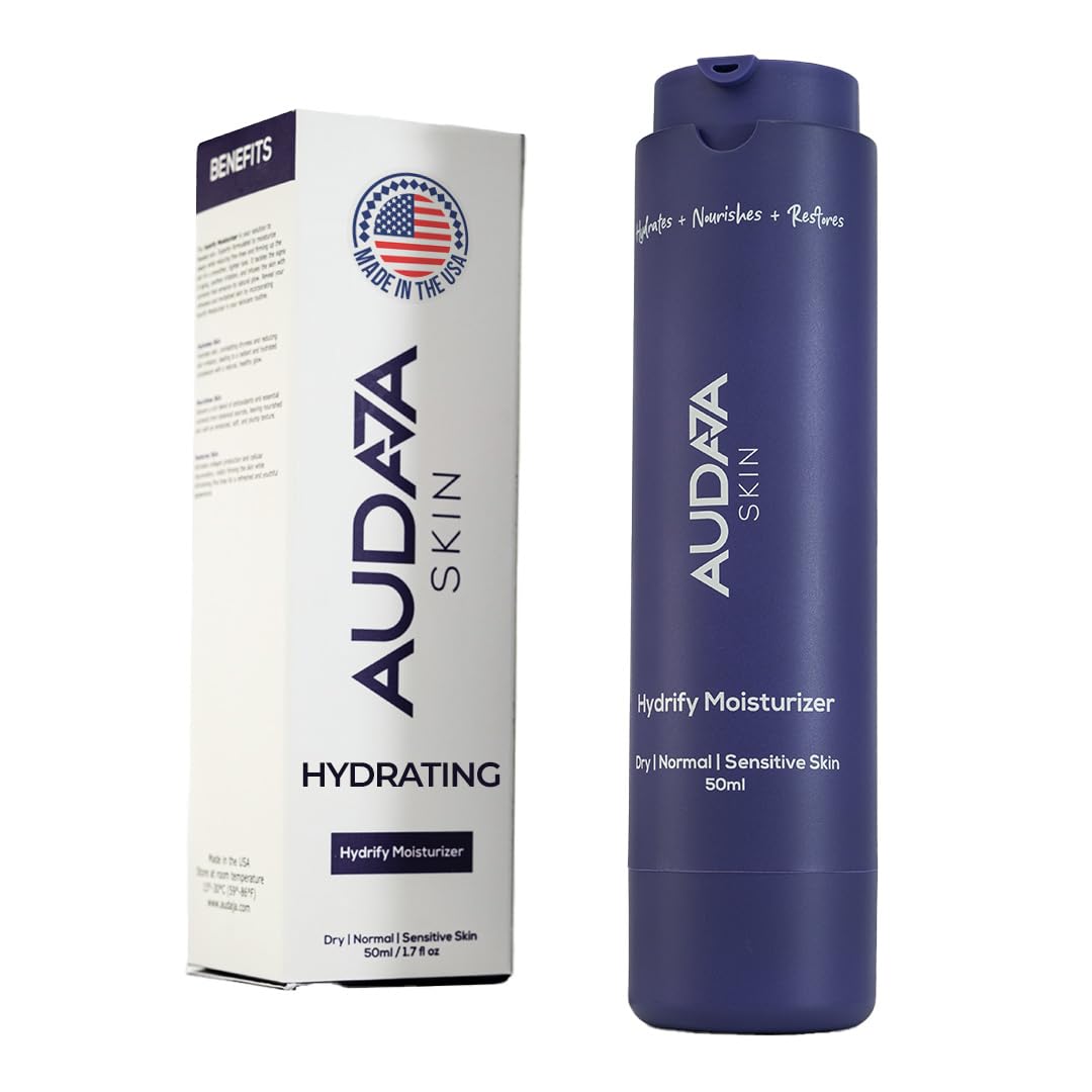 AUDAJA Hydrify Anti-Aging Moisturizer with Green Tea Extract, Apple Stem Cell, Lupinus Albus, Jojoba Oil & Chlorella – Hydrating Face Cream for Fine Lines & Wrinkles – Made in USA, Cruelty-Free