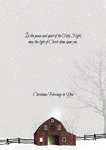 Performing Arts Winter Barn Christmas Cards Boxed Set - Pack of 16 Rustic Winter Farmhouse Holiday Greeting Cards with Envelopes - Soft Touch Velvet Finish and Vintage Snow Scene - Made in USA