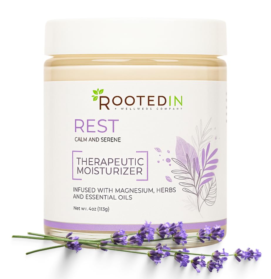 Rooted In Rest Magnesium Lotion for Sleep – Science Backed Sleep Aid – 2X More Magnesium Chloride – Fast, Effective Relaxation with Lavender, Passion Flower & Chamomile - Made in USA – 4 oz