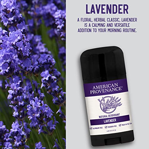 American Provenance All Natural Deodorant for Men and Women - Aluminum Free Deodorant that Lasts All Day - Made in the USA with Essential Oils & Cruelty Free - Lavender (1 Pack)
