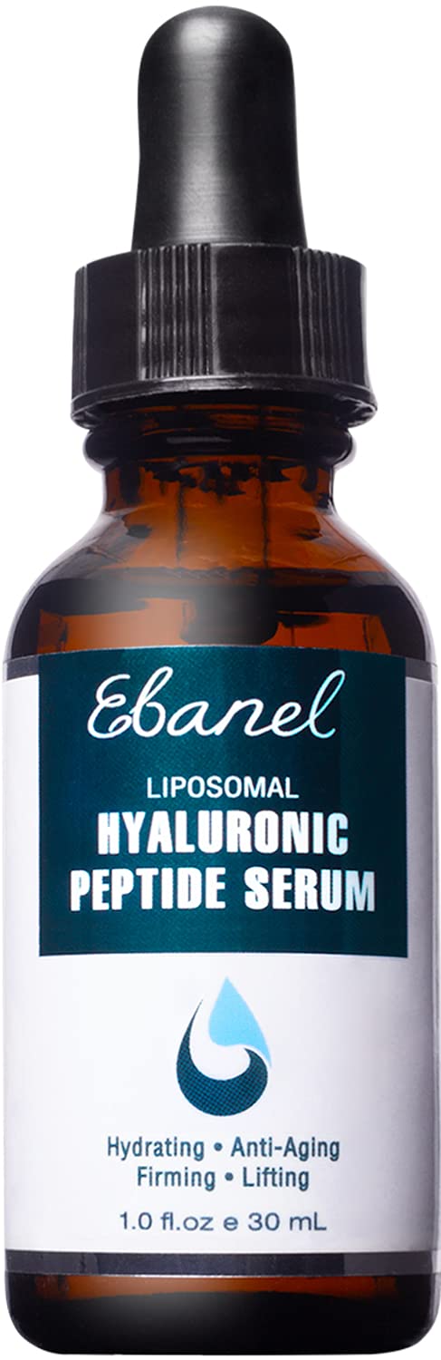 Ebanel Hyaluronic Acid Serum for Face with Peptides, Hydrating Age-Defying Serum with Vitamin C, E, B5, Niacinamide, Aloe, Jojoba Oil & MSM, Helps Visibly Plump, Firm & Smooth Skin, Supports Even Tone