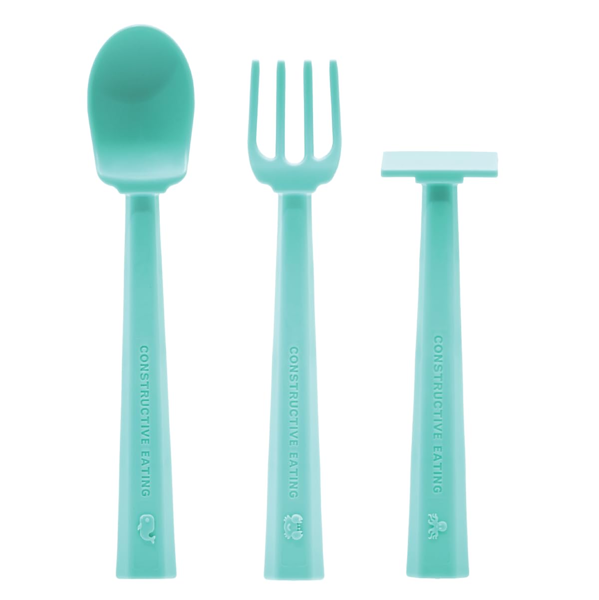 Constructive Eating Training Utensils - Made in USA - Seafoam Green - Turtle