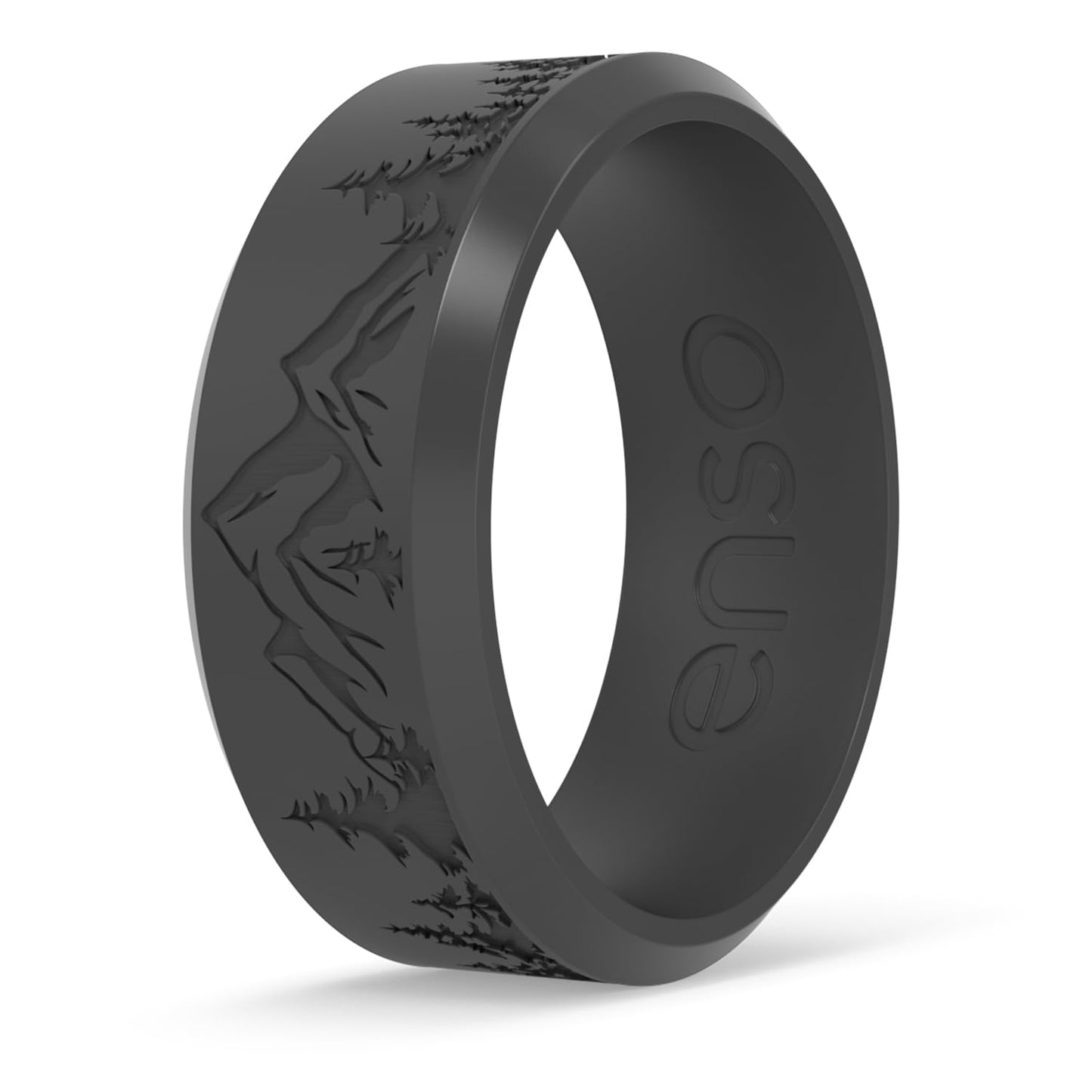 Enso Rings Bevel Classic Silicone Wedding Ring – Hypoallergenic Unisex Wedding Band – Comfortable Band for Active Lifestyle - Slate Peak