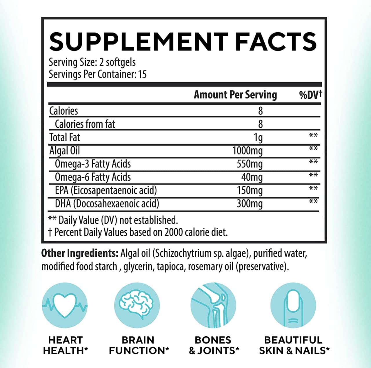 DR. MORITZ Vegan Omega 3 DHA & EPA Supplement - Algae Omega-3 Fatty Acids 1000mg - Fish Oil Alternative for Heart, Brain, Joint, Immune System Support 30 Count(Pack 1)