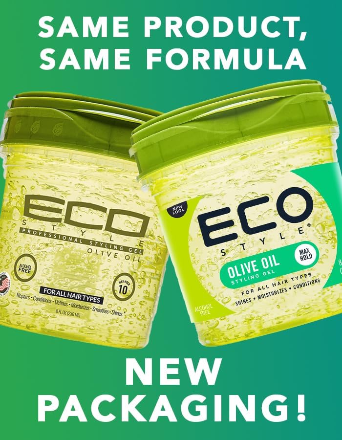 Eco Style Gel Olive Oil Styling - Adds Shine and Tames Split Ends - Delivers Moisture to Scalp - Nourishes And Repairs - Provides Weightless and Superior Hold - Ideal for all Hair - 8 oz